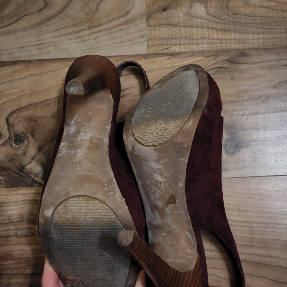 Maroon sling back heel s7 - Picture 3 of 4